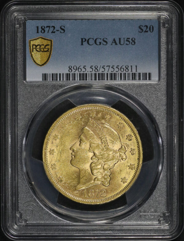 Obverse of this 1872-S Liberty Head $20 PCGS AU-58