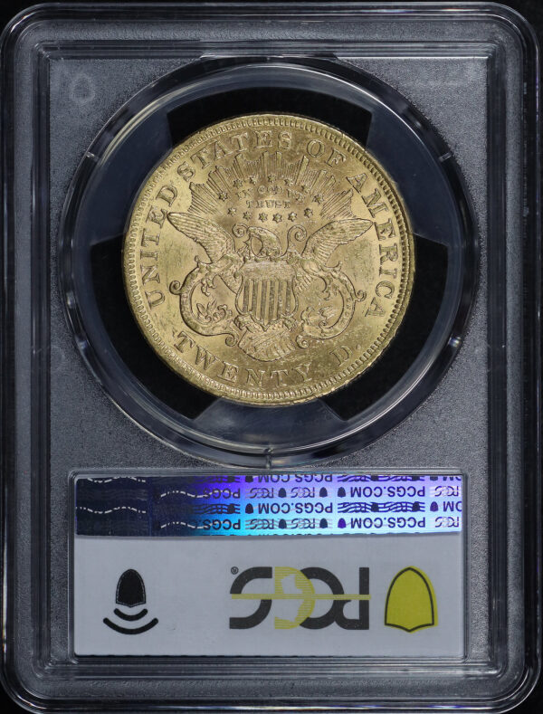 Reverse of this 1873 Liberty Head $20 Open 3 PCGS AU-58