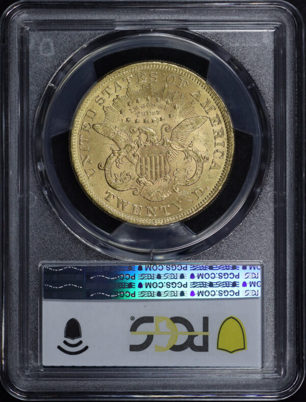 Reverse of this 1873 Liberty Head $20 Open 3 PCGS MS-60