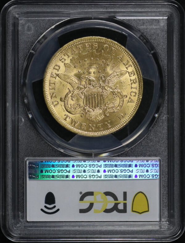 Reverse of this 1873 Liberty Head $20 Open 3 PCGS MS-61