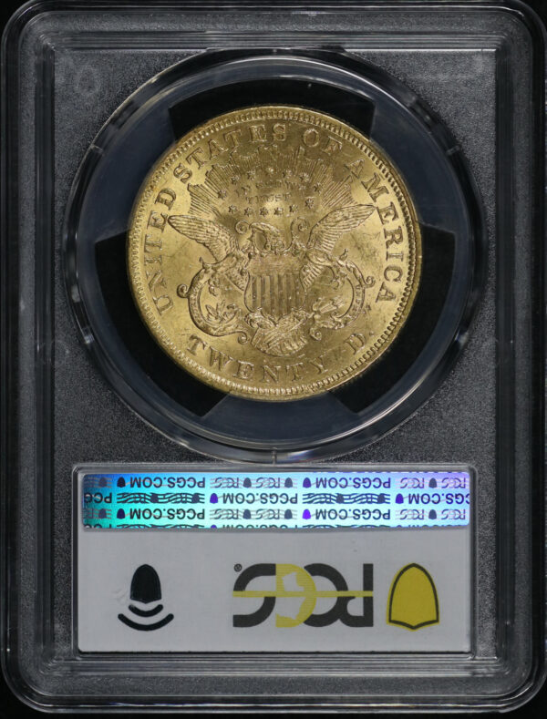 Reverse of this 1873 Liberty Head $20 Open 3 PCGS MS-61