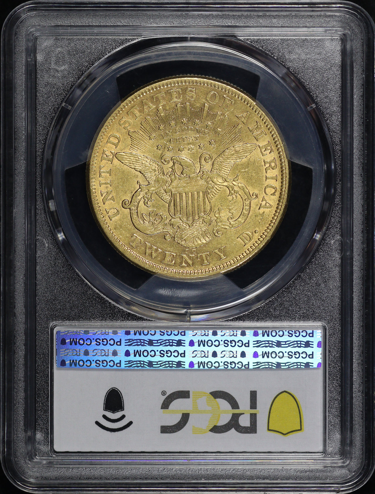 Reverse of this 1873-CC Liberty Head $20 PCGS AU-50