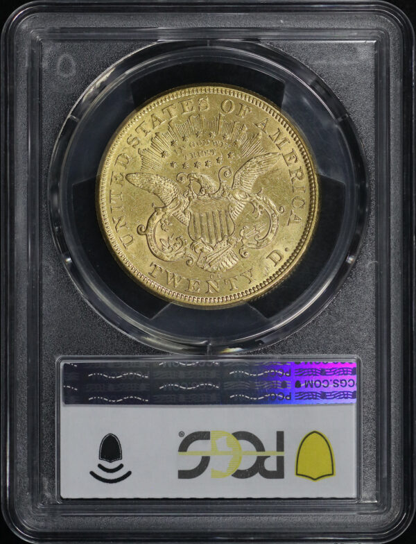 Reverse of this 1873-CC Liberty Head $20 PCGS AU-58