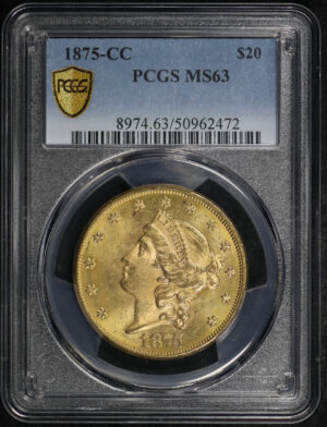 Obverse of this 1875-CC Liberty Head $20 PCGS MS-63