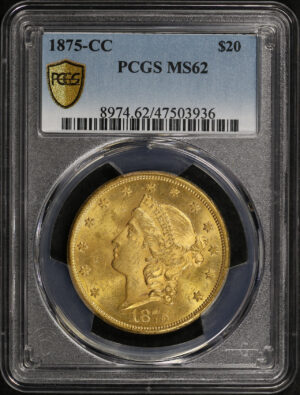 Obverse of this 1875-CC Liberty Head $20 PCGS MS-62