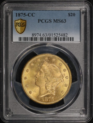 Obverse of this 1875-CC Liberty Head $20 PCGS MS-63