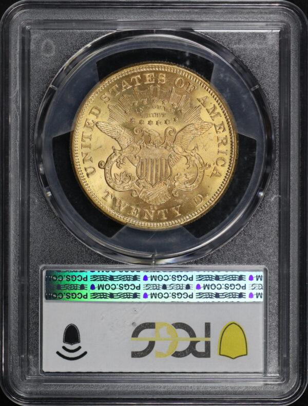 Reverse of this 1875-CC Liberty Head $20 PCGS MS-63