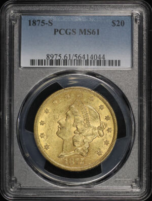 Obverse of this 1875-S Liberty Head $20 Type 2 PCGS MS-61