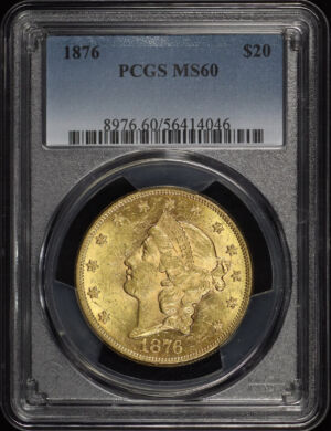 Obverse of this 1876 Liberty Head $20 Type 2 PCGS MS-60