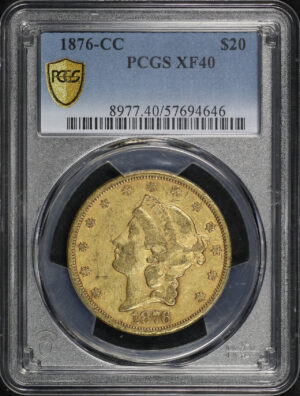 Obverse of this 1876-CC Liberty Head $20 PCGS XF-40