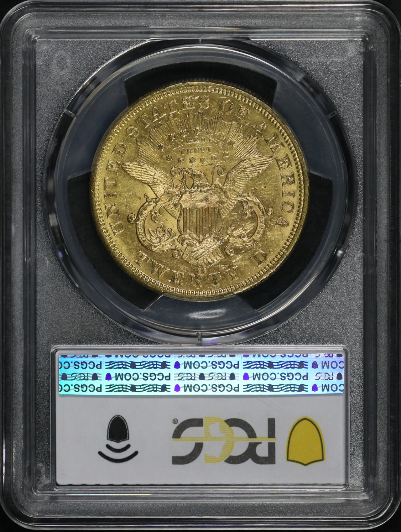 Reverse of this 1876-CC Liberty Head $20 PCGS MS-61