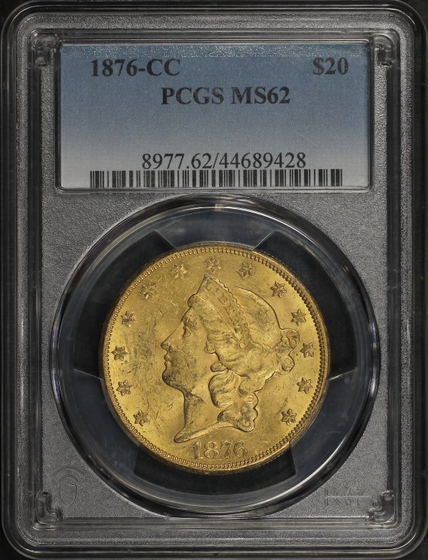 Obverse of this 1876-CC Liberty Head $20 Type 2 PCGS MS-62