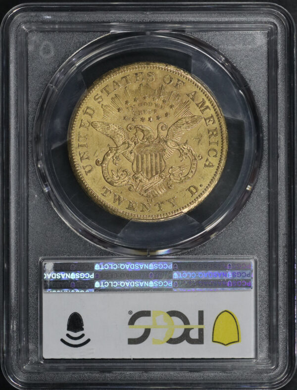 Reverse of this 1876-CC Liberty Head $20 PCGS MS-60