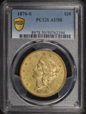 Obverse of this 1876-S Liberty Head $20 PCGS AU-50