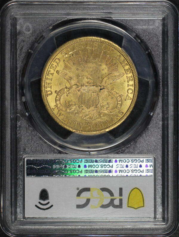 Reverse of this 1877-CC Liberty Head $20 Type 3 PCGS AU-58