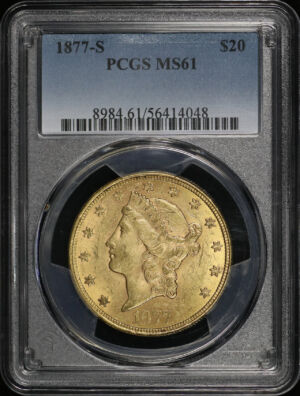 Obverse of this 1877-S Liberty Head $20 Type 3 PCGS MS-61