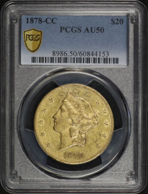 Obverse of this 1878-CC Liberty Head $20 Type 3 PCGS AU-50