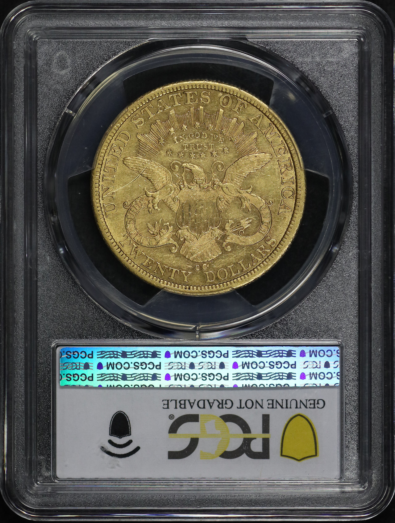 Reverse of this 1878-CC Liberty Head $20 Type 3 PCGS AU Details Scratched