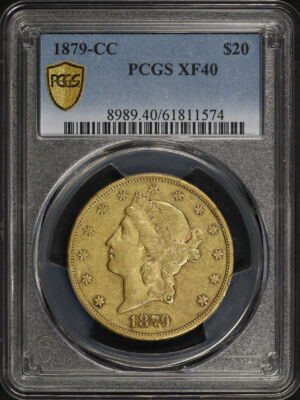 Obverse of this 1879-CC Liberty Head $20 Type 3 PCGS XF-40