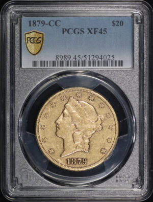 Obverse of this 1879-CC Liberty Head $20 Type 3 PCGS XF-45