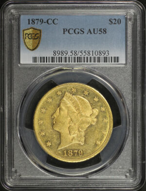 Obverse of this 1879-CC Liberty Head $20 Type 3 PCGS AU-58