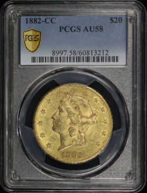 Obverse of this 1882-CC Liberty Head $20 Type 3 PCGS AU-58