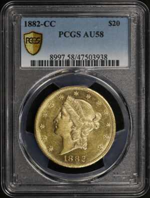 Obverse of this 1882-CC Liberty Head $20 Type 3 PCGS AU-58