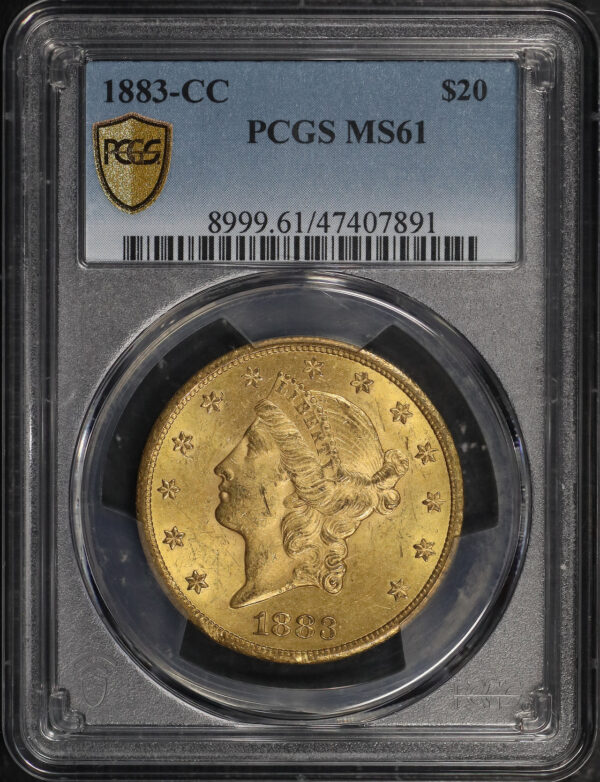 Obverse of this 1883-CC Liberty Head $20 Type 3 PCGS MS-61