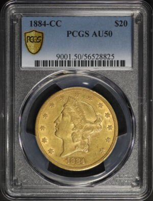 Obverse of this 1884-CC Liberty Head $20 Type 3 PCGS AU-50
