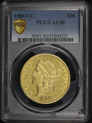 Obverse of this 1884-CC Liberty Head $20 Type 3 PCGS AU-50