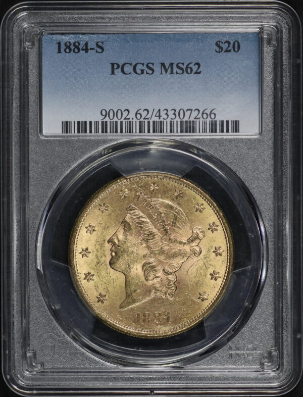 Obverse of this 1884-S Liberty Head $20 Type 3 PCGS MS-62