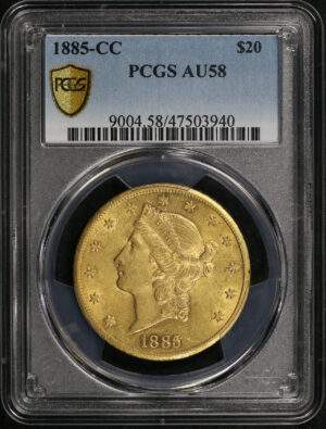 Obverse of this 1885-CC Liberty Head $20 Type 3 PCGS AU-58