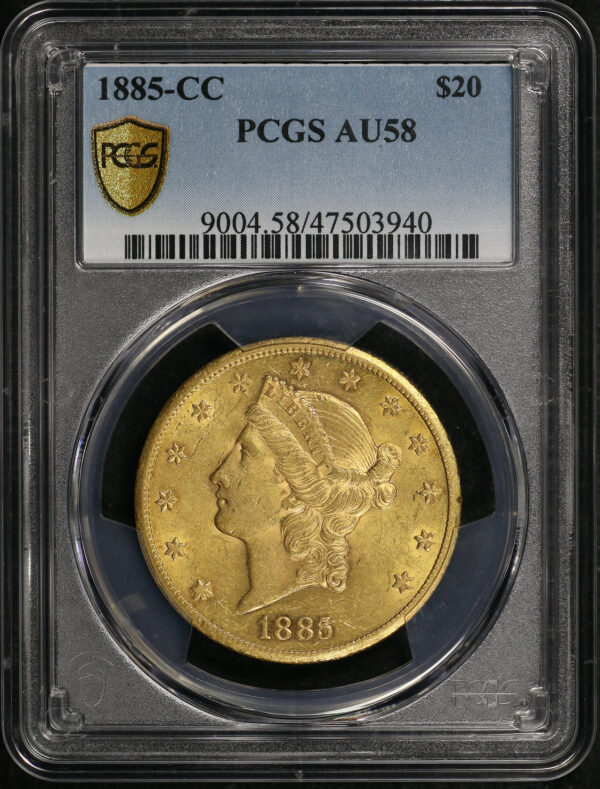 Obverse of this 1885-CC Liberty Head $20 Type 3 PCGS AU-58