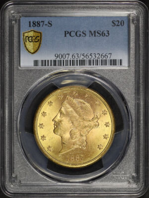 Obverse of this 1887-S Liberty Head $20 Type 3 PCGS MS-63