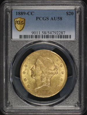 Obverse of this 1889-CC Liberty Head $20 Type 3 PCGS AU-58