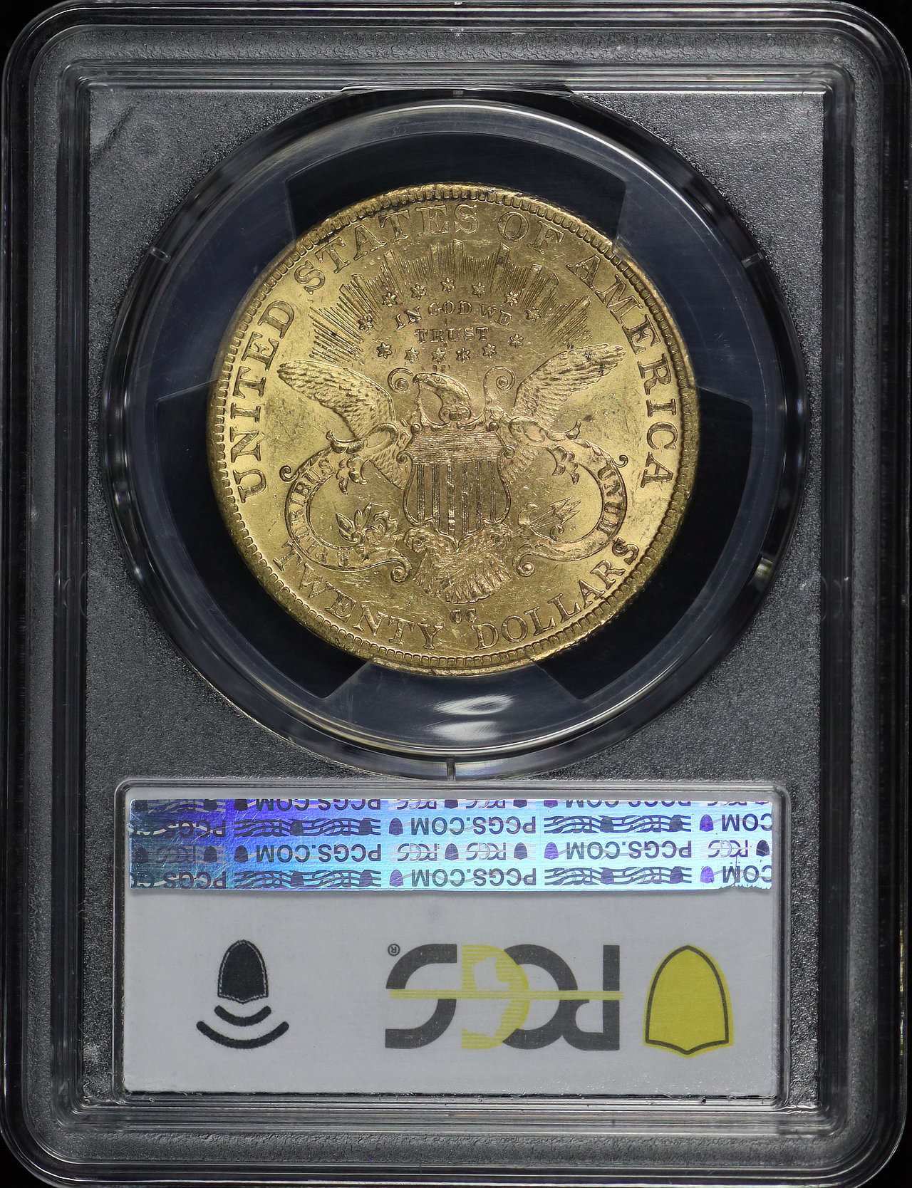 Reverse of this 1889-CC Liberty Head $20 Type 3 PCGS AU-58 CAC