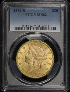 Obverse of this 1889-S Liberty Head $20 Type 3 PCGS MS-62