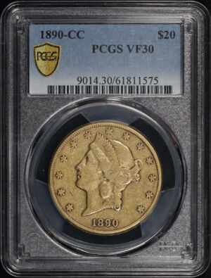 Obverse of this 1890-CC Liberty Head $20 Type 3 PCGS VF-30