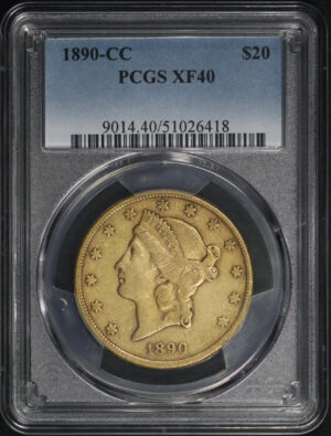Obverse of this 1890-CC Liberty Head $20 Type 3 PCGS XF-40