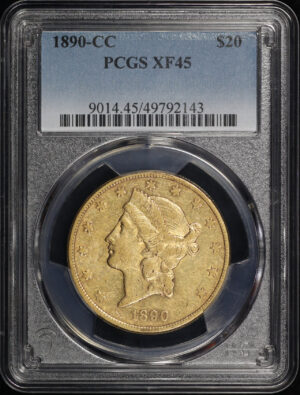 Obverse of this 1890-CC Liberty Head $20 Type 3 PCGS XF-45