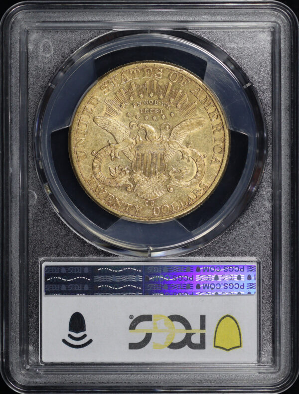 Reverse of this 1890-CC Liberty Head $20 Type 3 PCGS XF-45