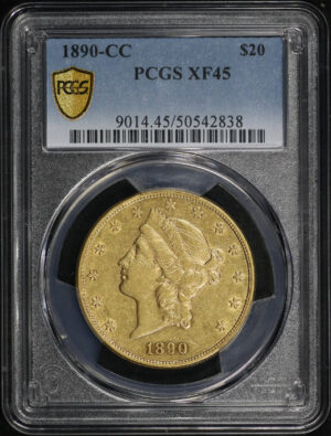 Obverse of this 1890-CC Liberty Head $20 Type 3 PCGS XF-45