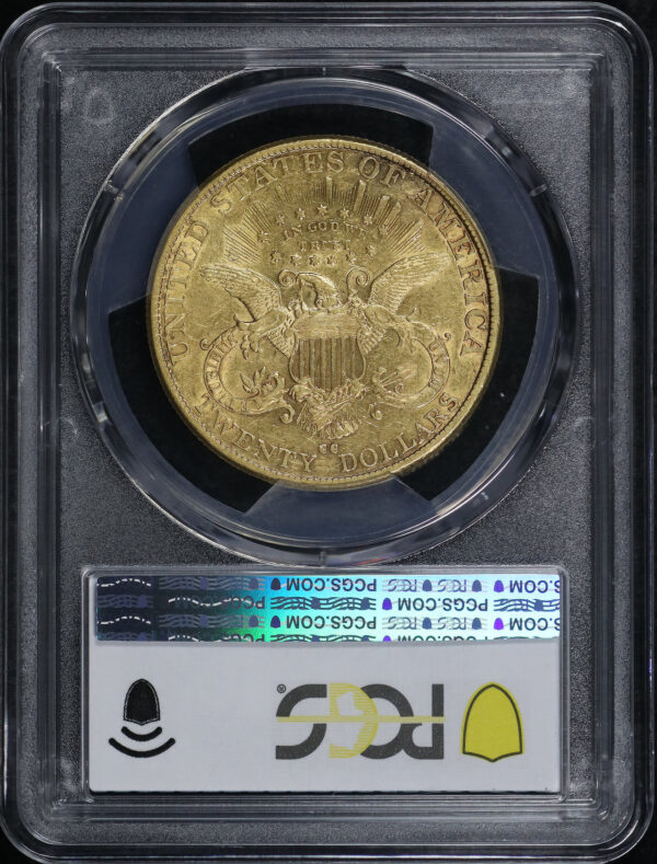 Reverse of this 1890-CC Liberty Head $20 Type 3 PCGS XF-45