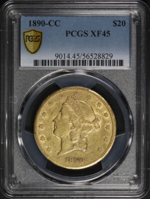 Obverse of this 1890-CC Liberty Head $20 Type 3 PCGS XF-45
