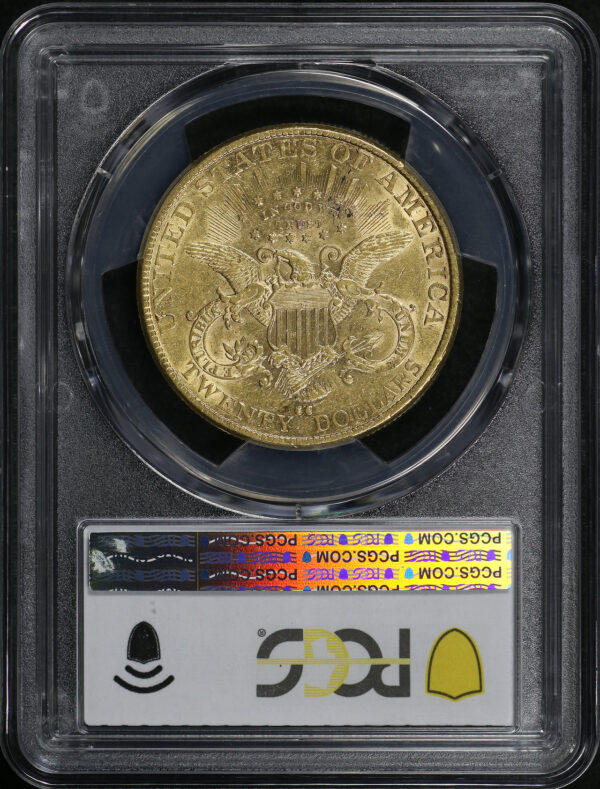 Reverse of this 1890-CC Liberty Head $20 Type 3 PCGS AU-50