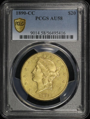 Obverse of this 1890-CC Liberty Head $20 Type 3 PCGS AU-58