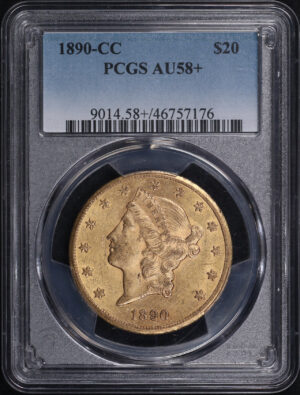 Obverse of this 1890-CC Liberty Head $20 Type 3 PCGS AU-58+