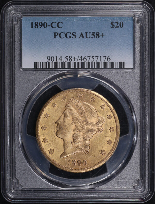 Obverse of this 1890-CC Liberty Head $20 Type 3 PCGS AU-58+