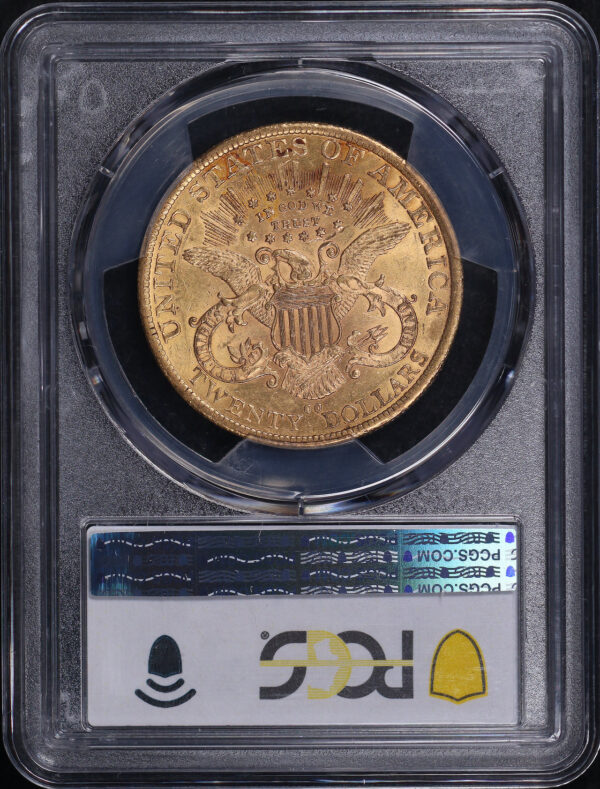 Reverse of this 1890-CC Liberty Head $20 Type 3 PCGS AU-58+