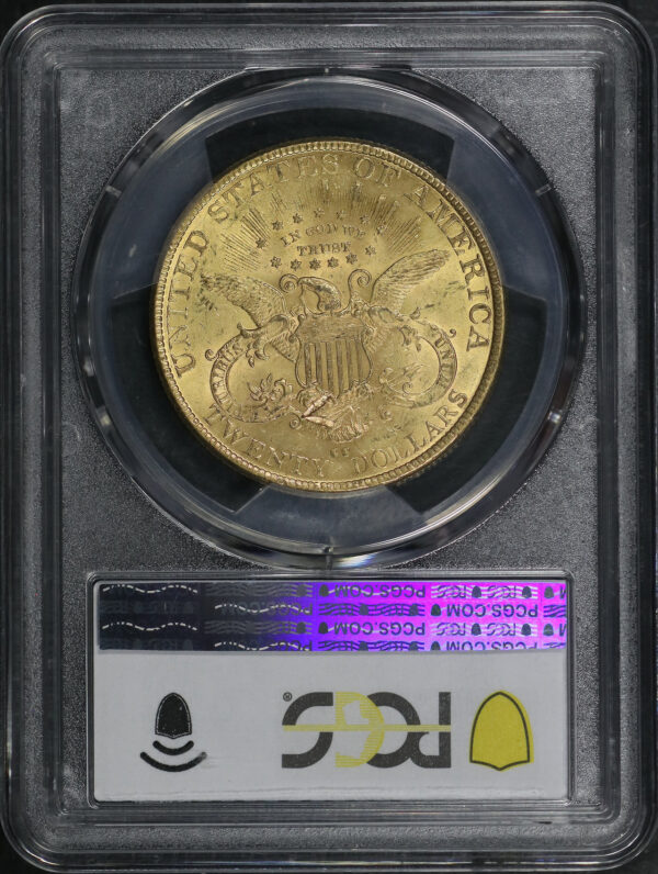 Reverse of this 1890-CC Liberty Head $20 Type 3 PCGS MS-62 CAC
